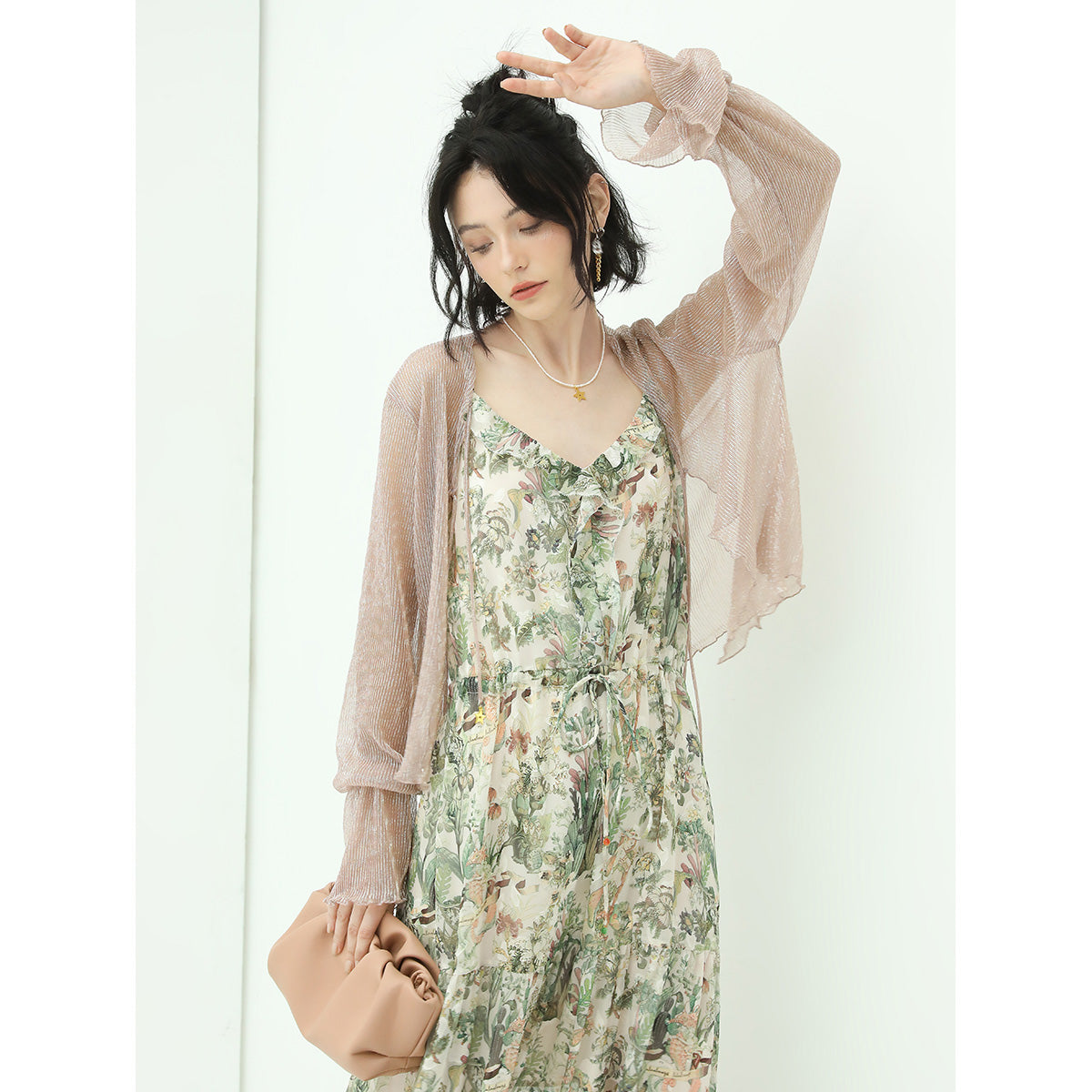 sweet plisse sheer pink cardigan all pink 3