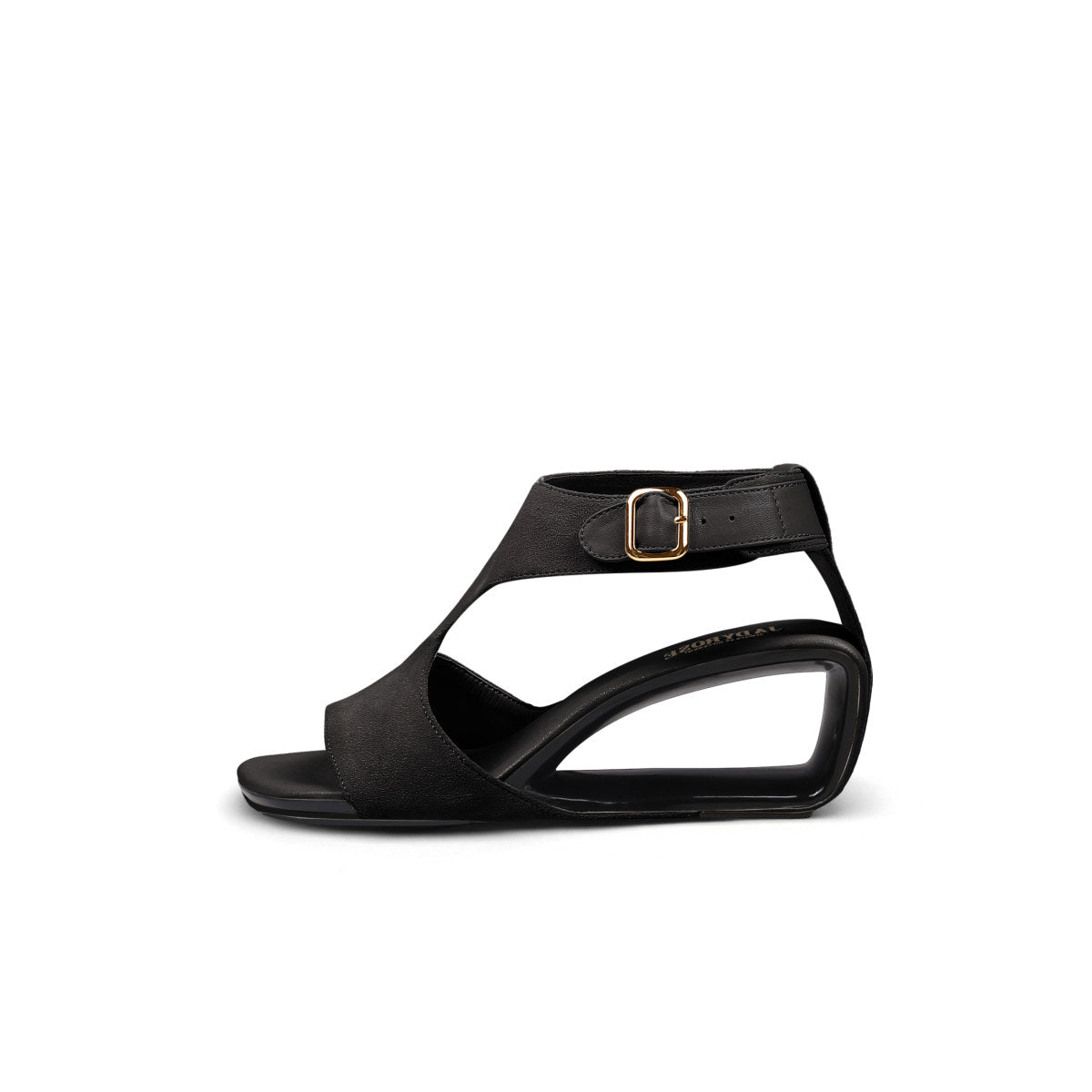 t strap ankle buckle sandals all black 1