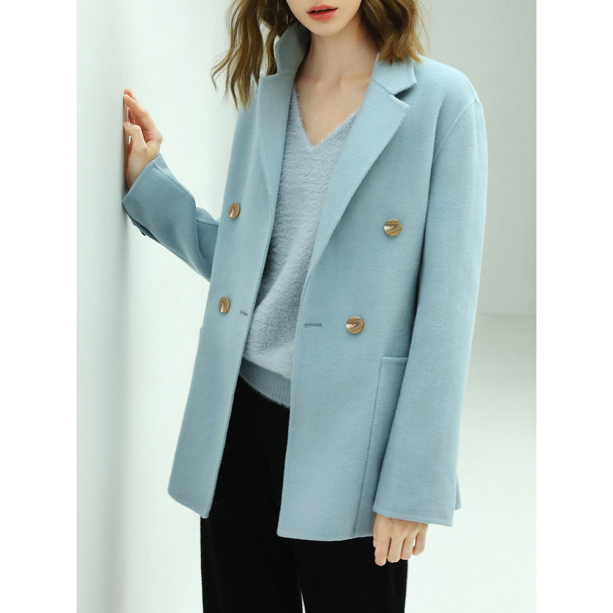 tailored powder blue double breasted wool coat all blue 2