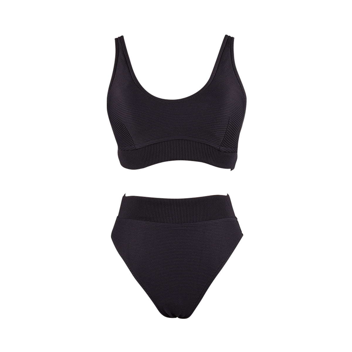 tank top style tummy control swimsuit all black 4