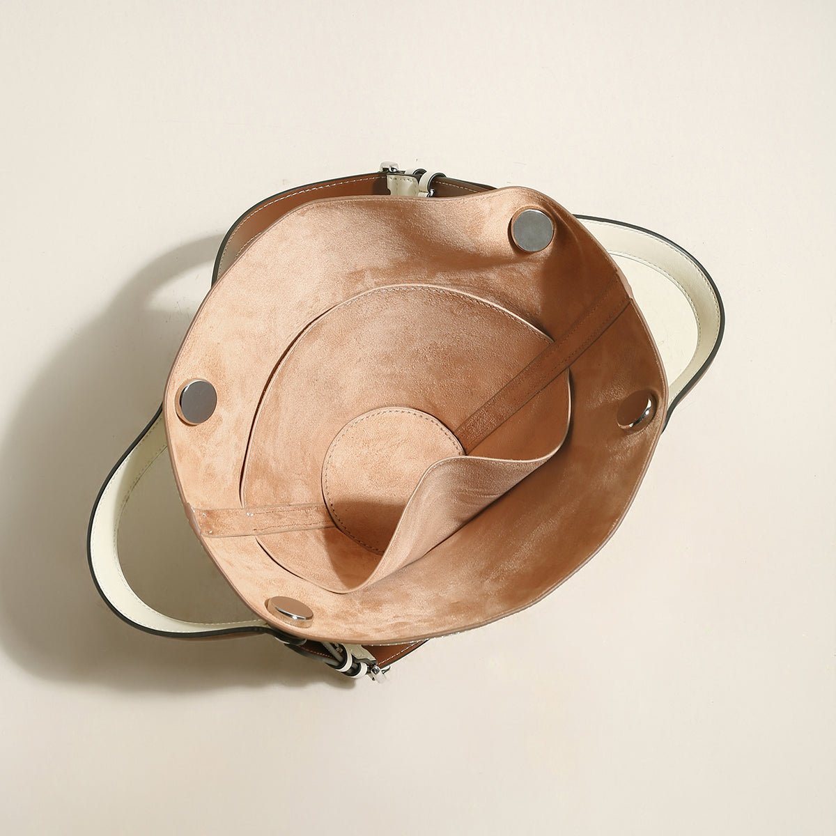 Taormina Sculptural Pebbled Leather Bucket Bag – Trapeze Top Handle Tote with Adjustable Crossbody Strap