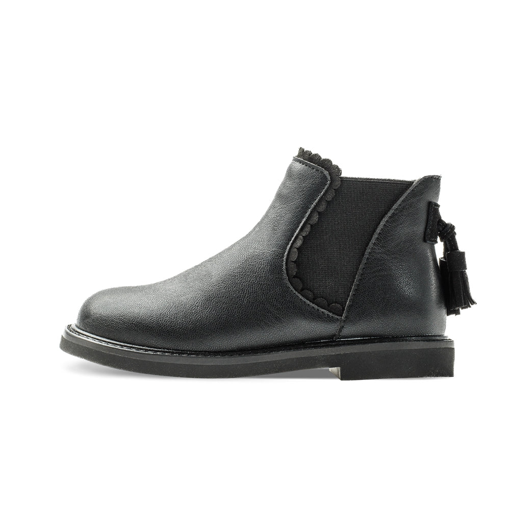 tassel tail kids chelsea boots all black 1