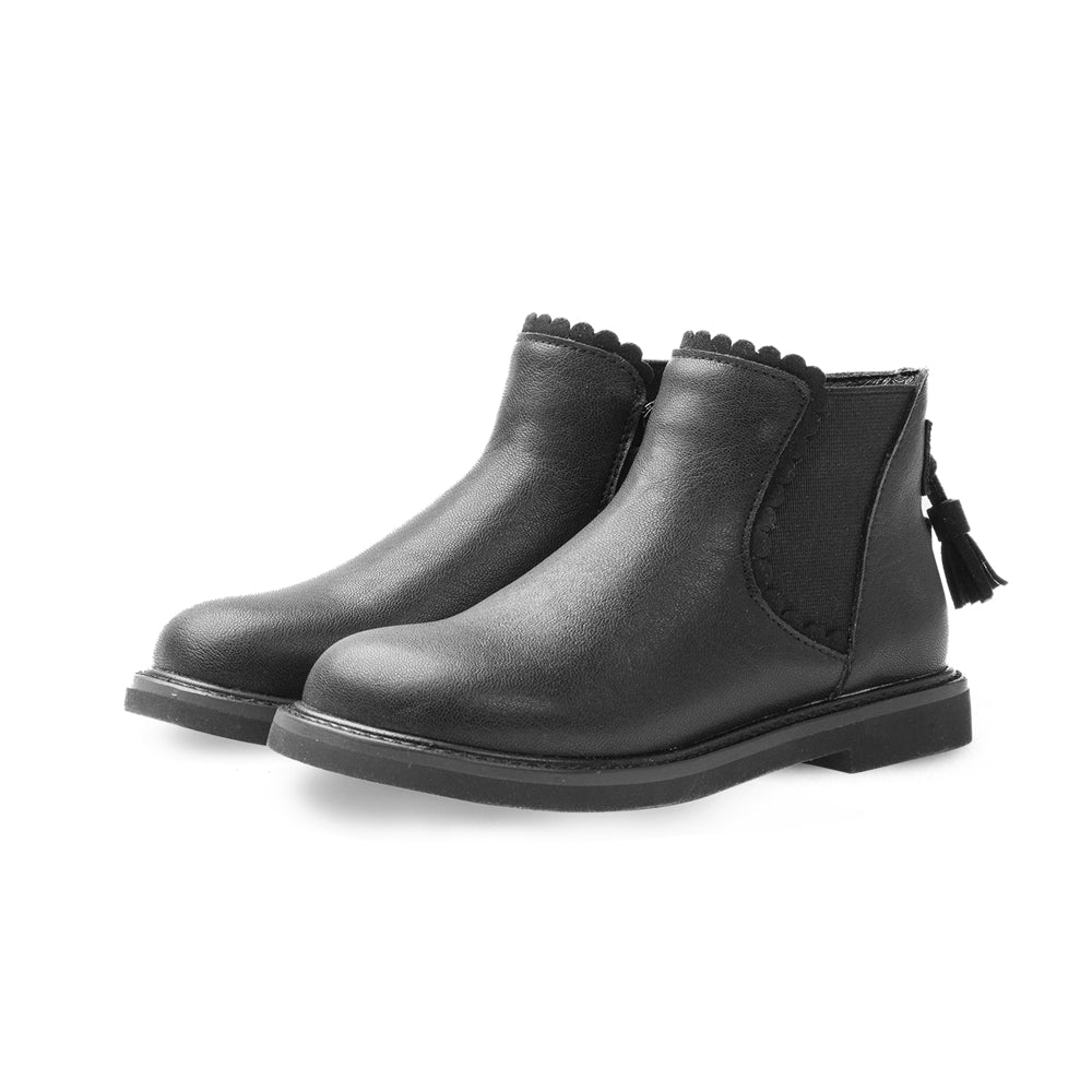 tassel tail kids chelsea boots all black 2