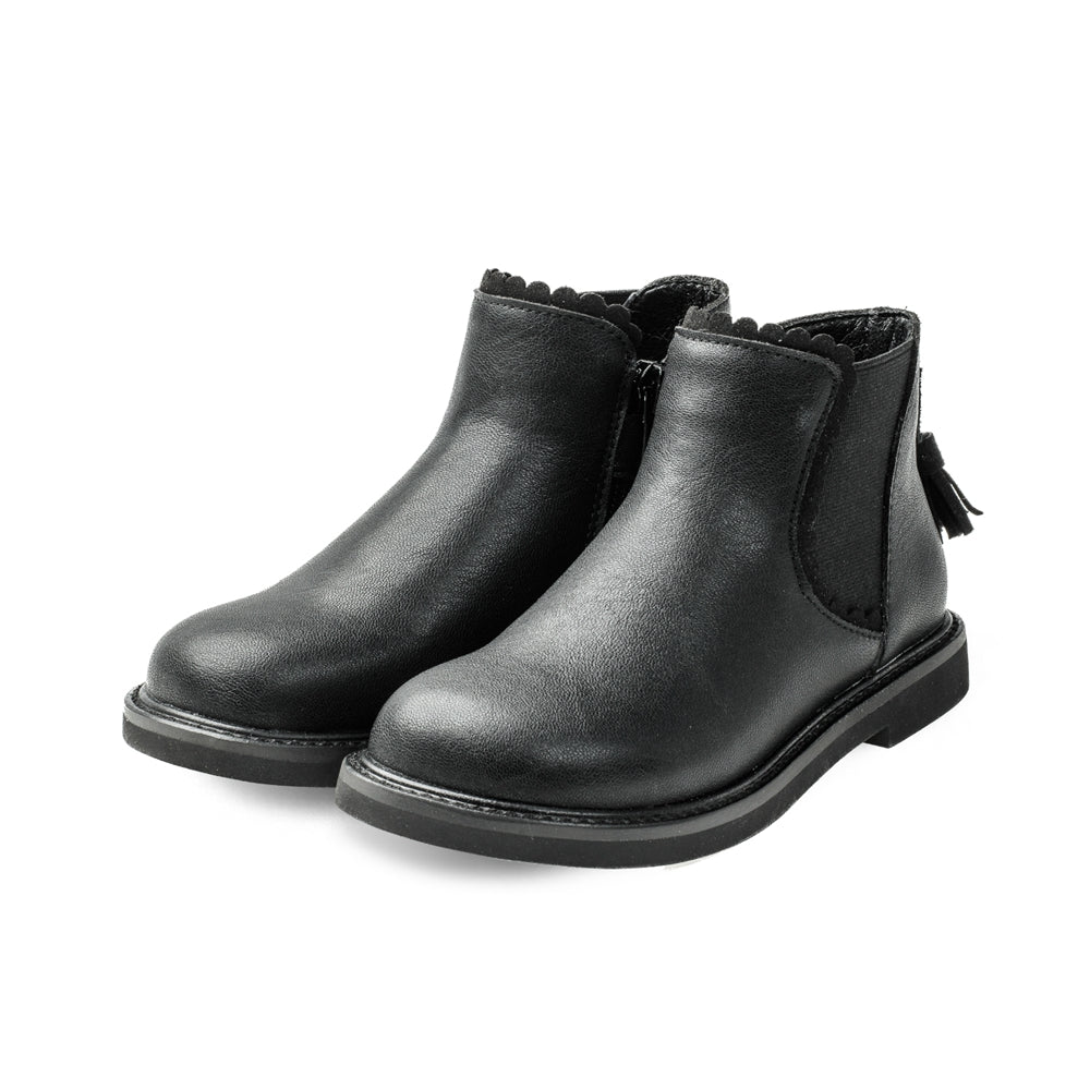 tassel tail kids chelsea boots all black 3