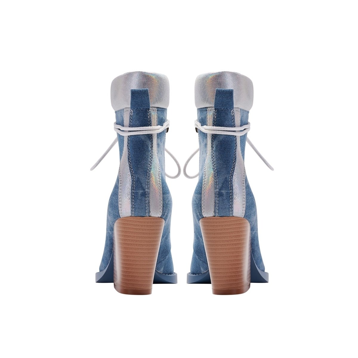 Texas Denim Lace Up Ankle Boots - 0cm