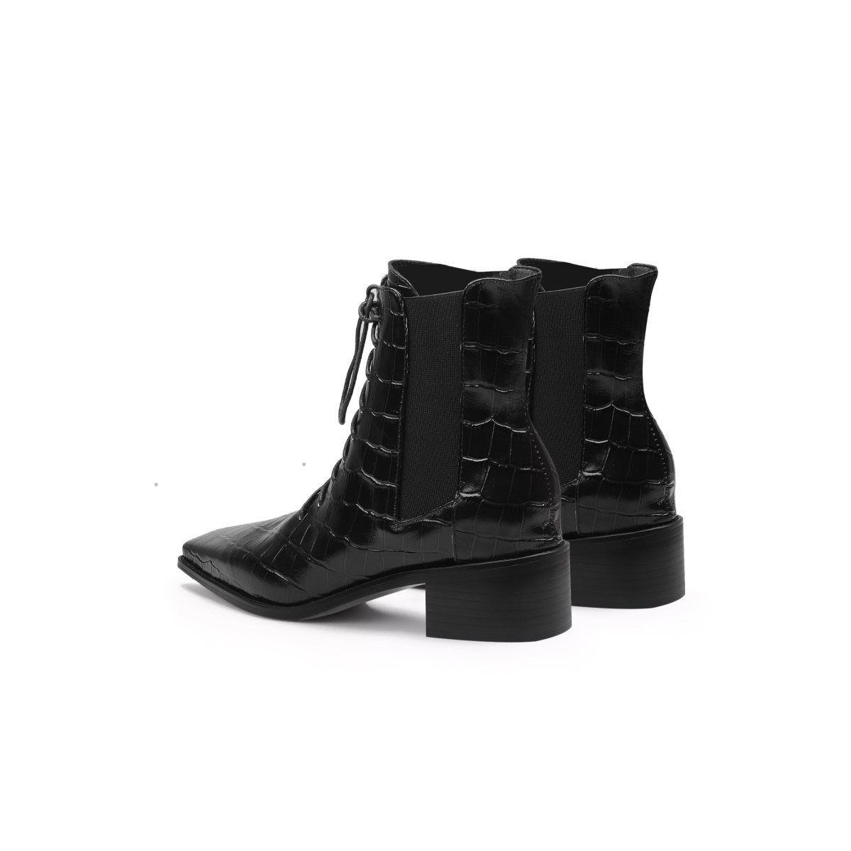 textured leather lace up ankle boots all black 5