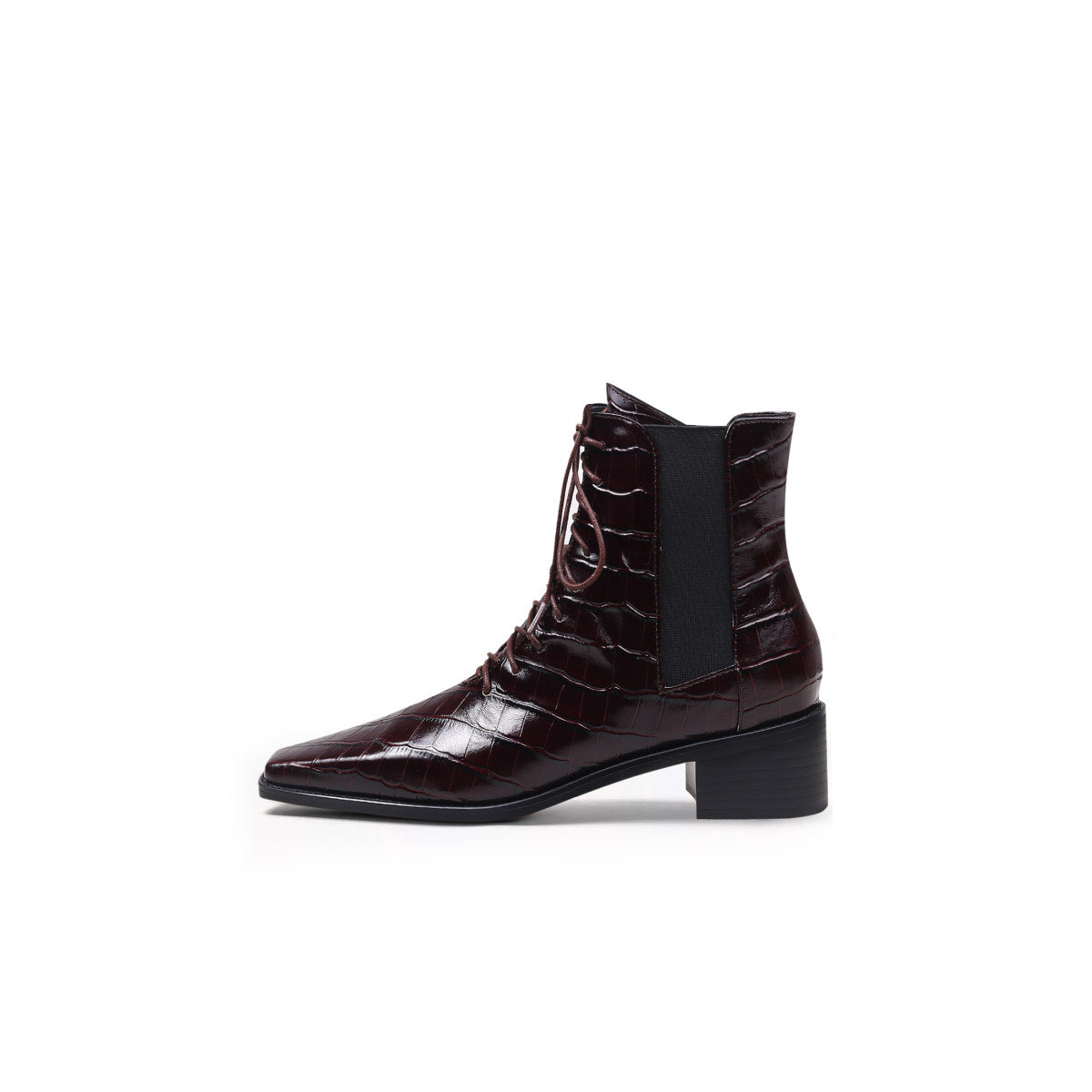 textured leather lace up ankle boots all wine 1