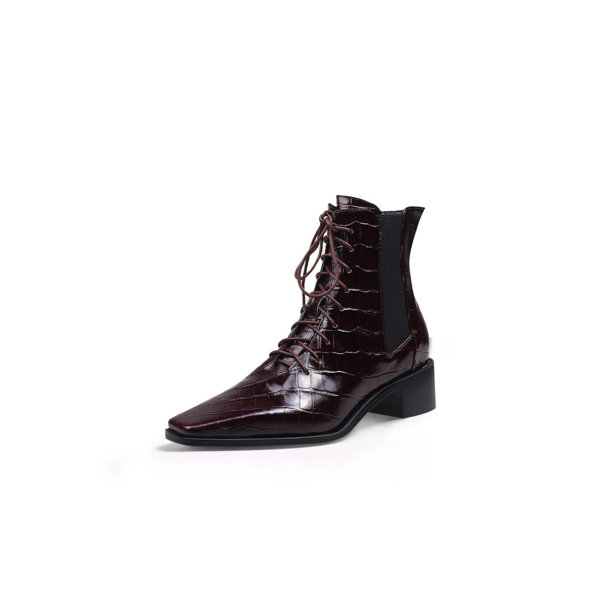 textured leather lace up ankle boots all wine 2