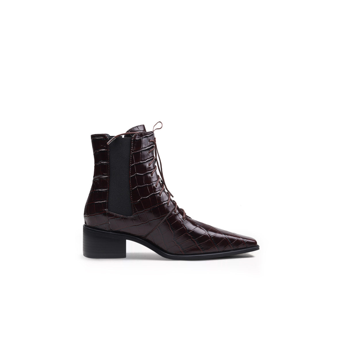 textured leather lace up ankle boots all wine 3
