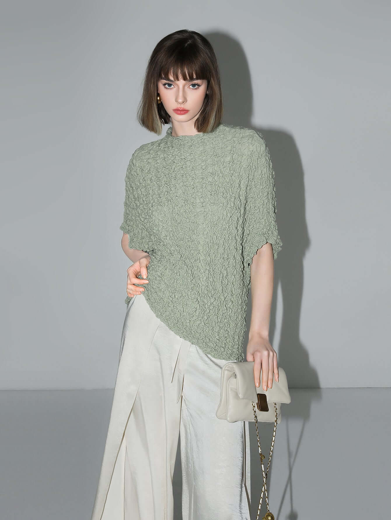 textured pleated knit batwing top all avocado 3