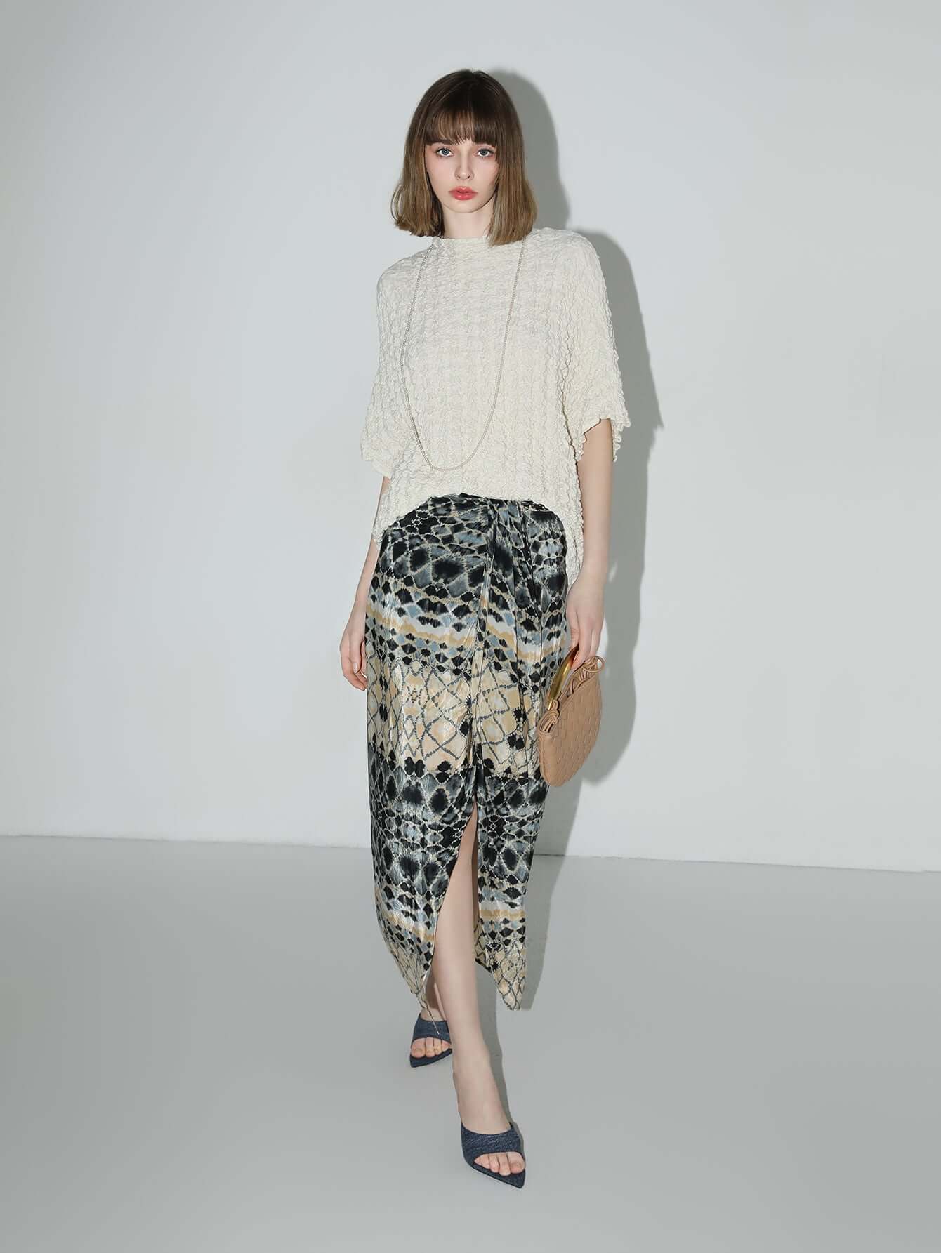 textured pleated knit batwing top all ivory 2