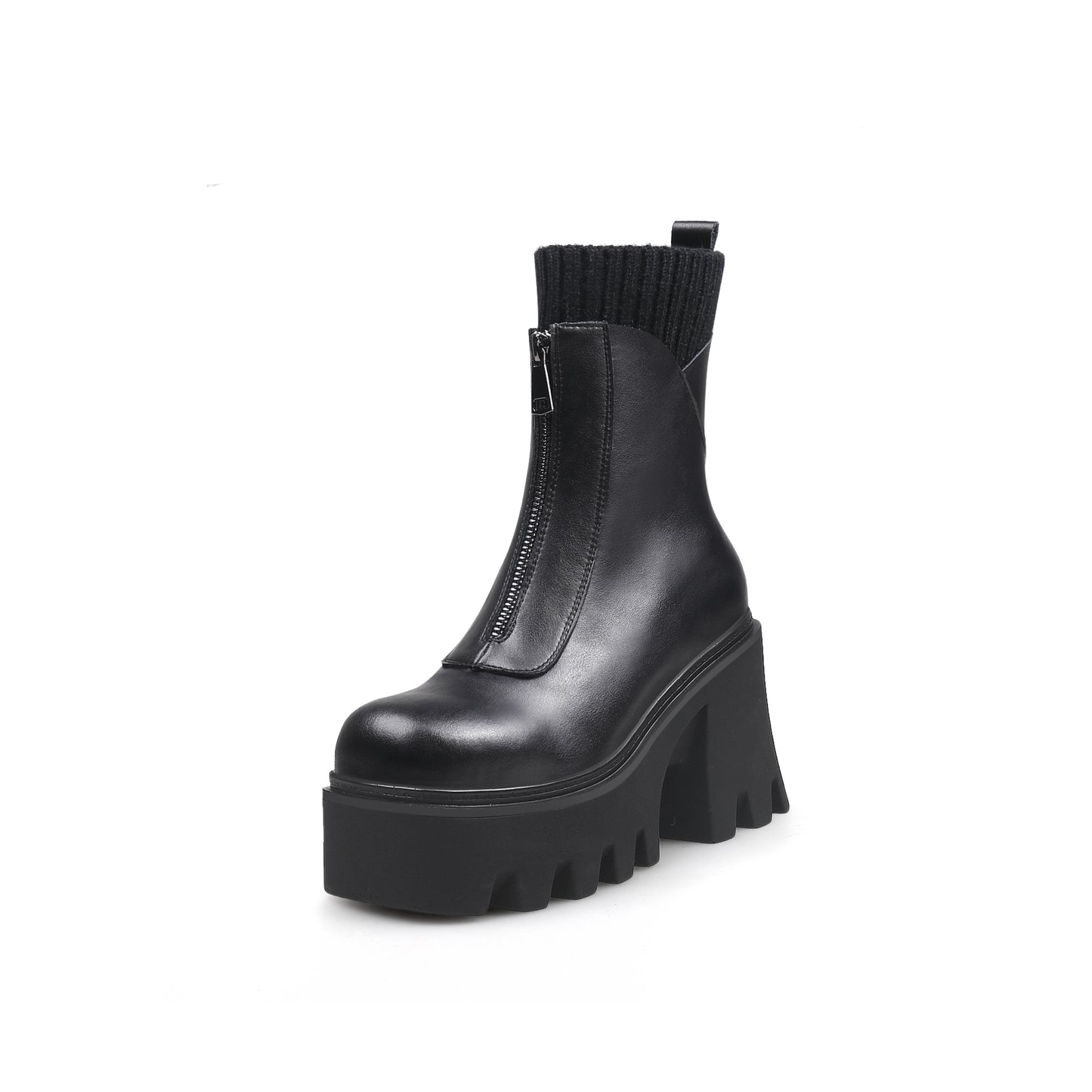 thick bottom black ankle boots all black 2