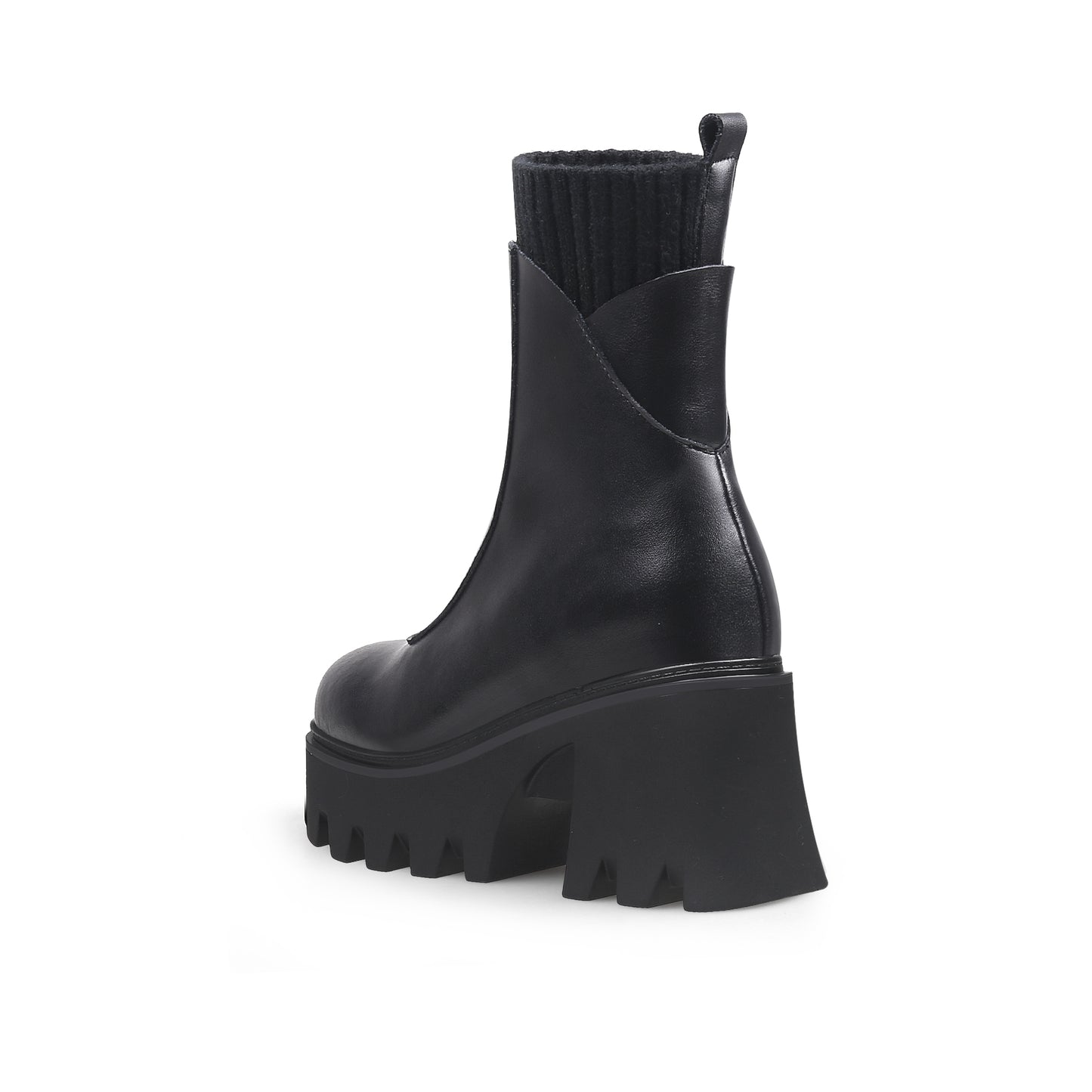 thick bottom black ankle boots all black 4