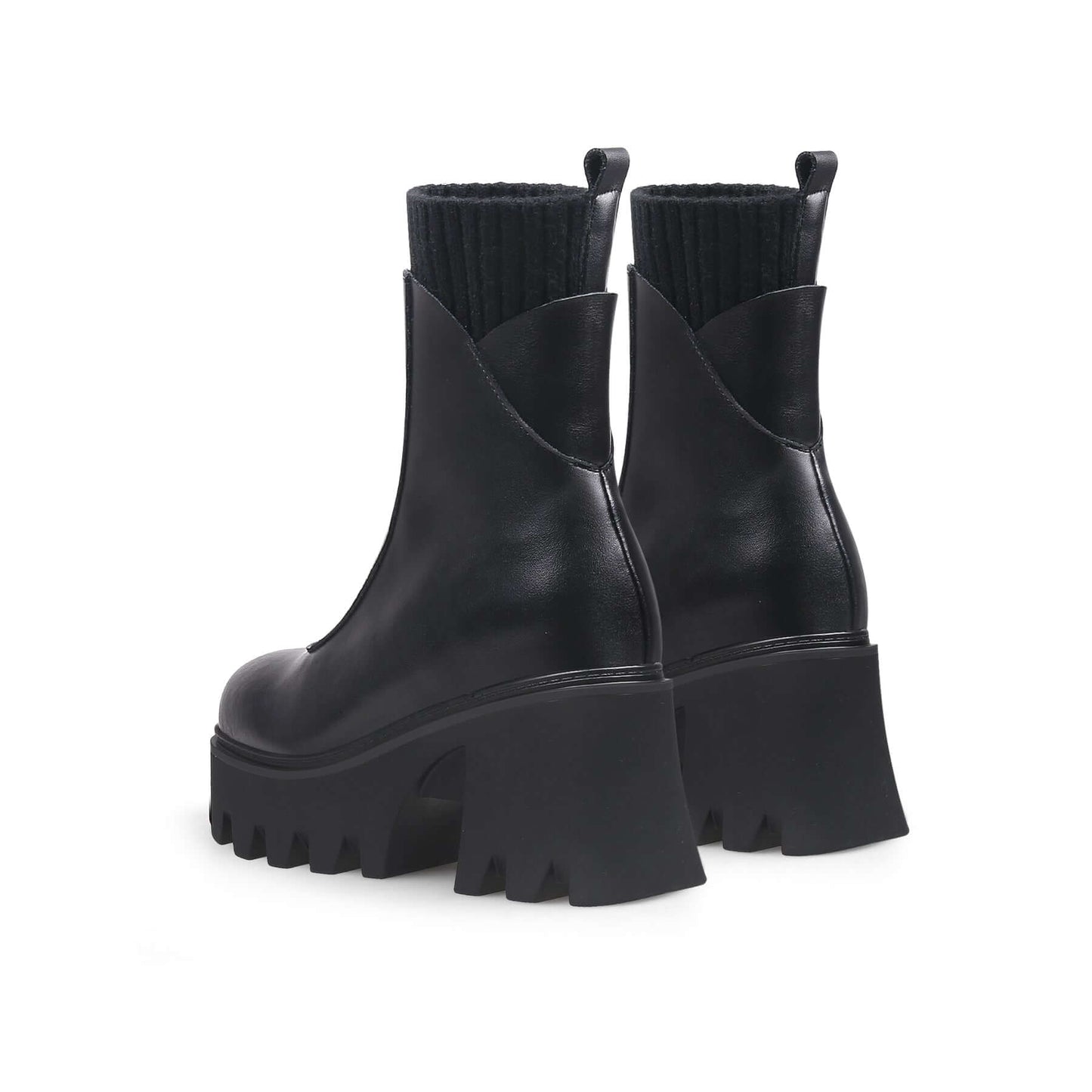 thick bottom black ankle boots all black 5