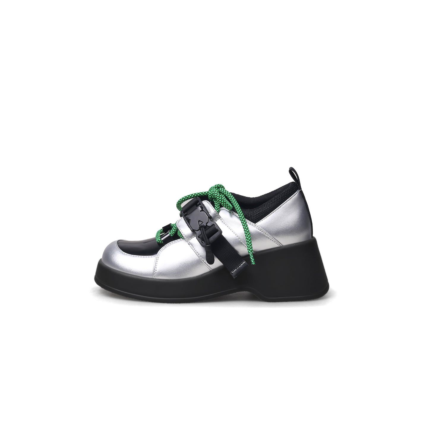 thick heel lace up platform sneakers all silver 1
