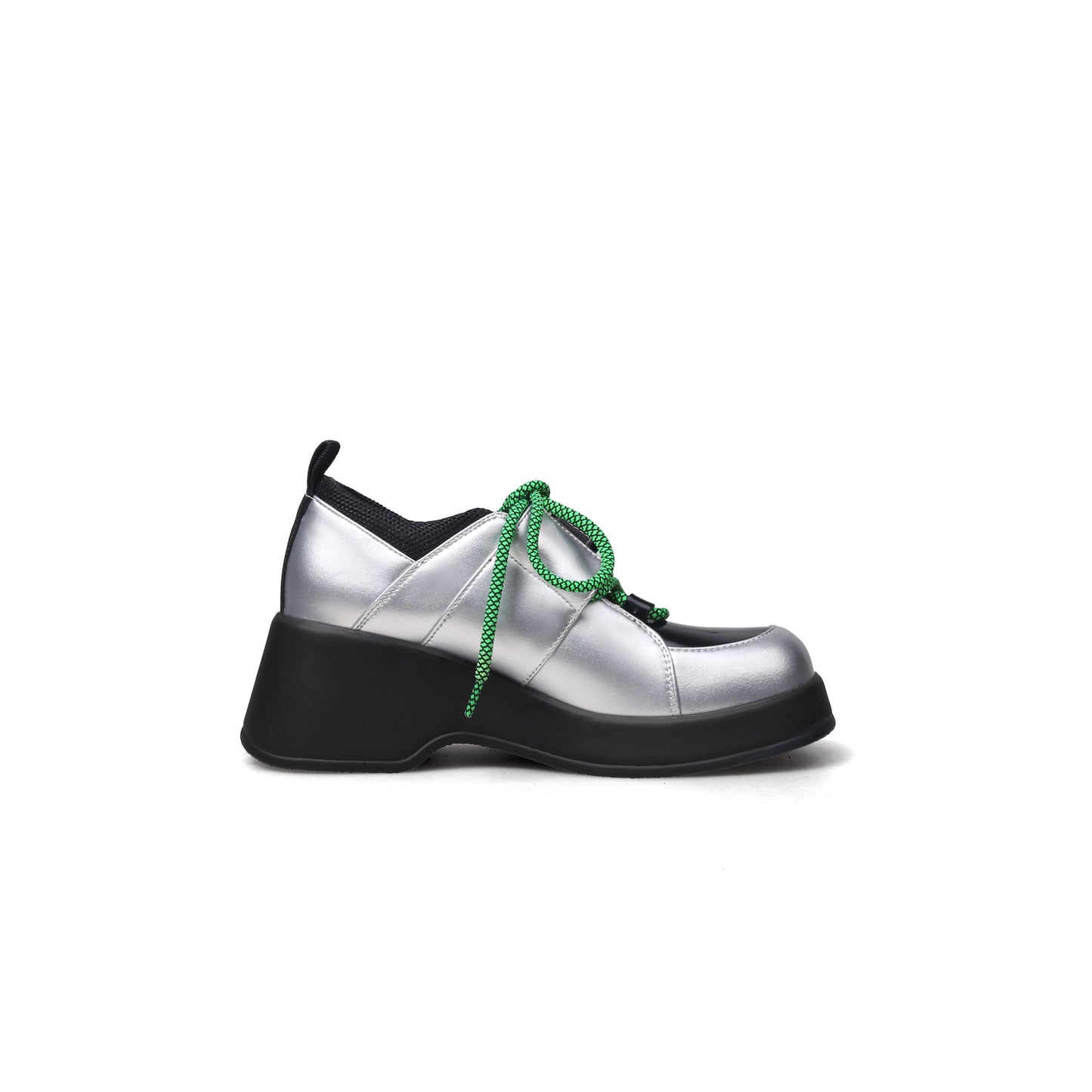 thick heel lace up platform sneakers all silver 3