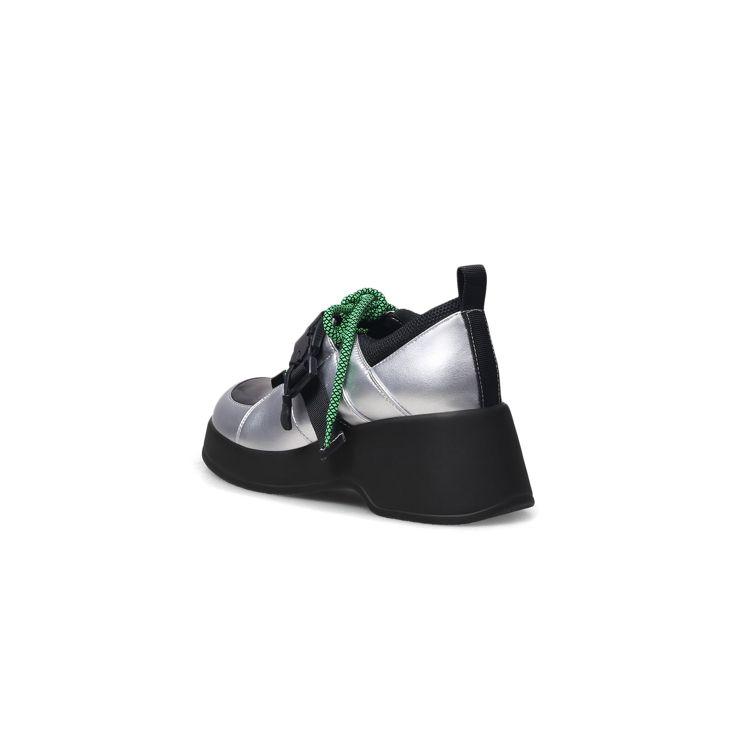 thick heel lace up platform sneakers all silver 4