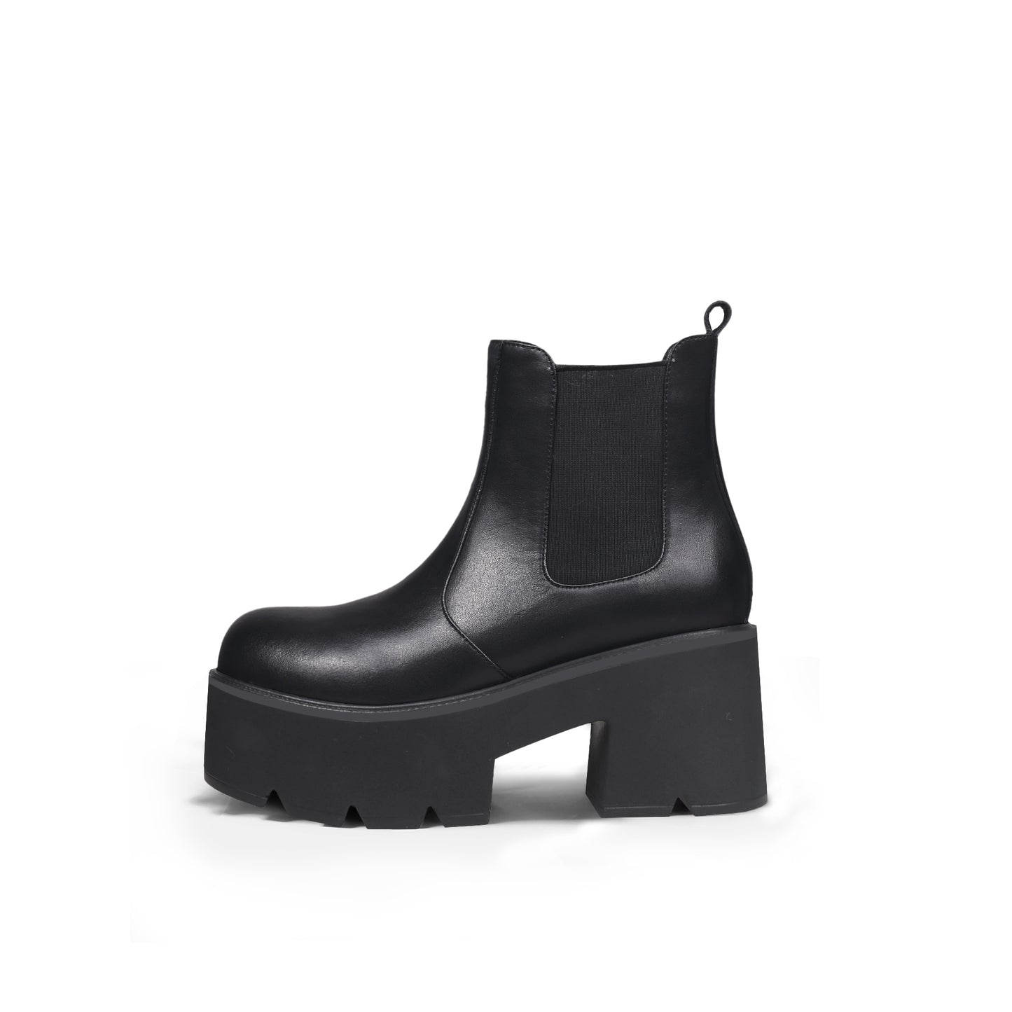 thick heel panel black platform boots all black 1