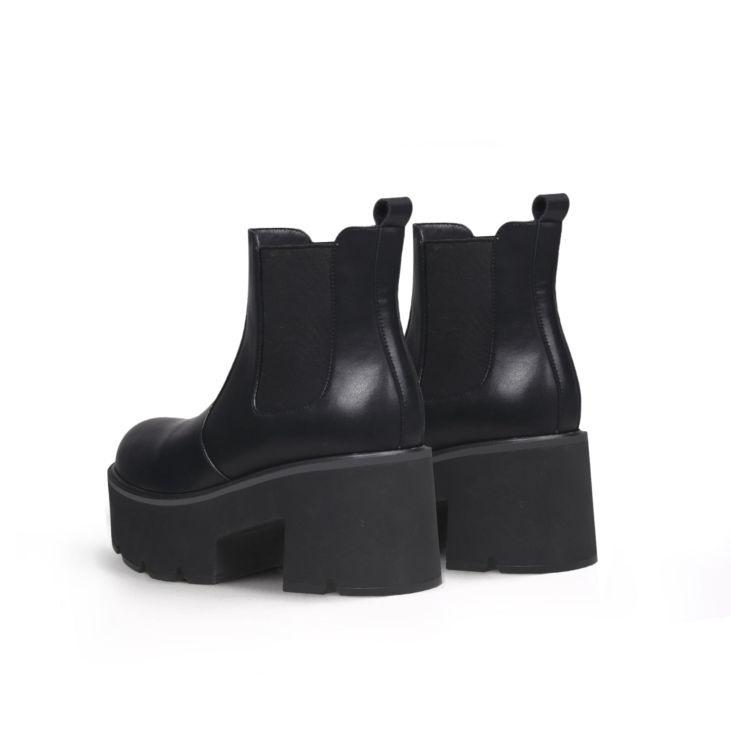 thick heel panel black platform boots all black 4