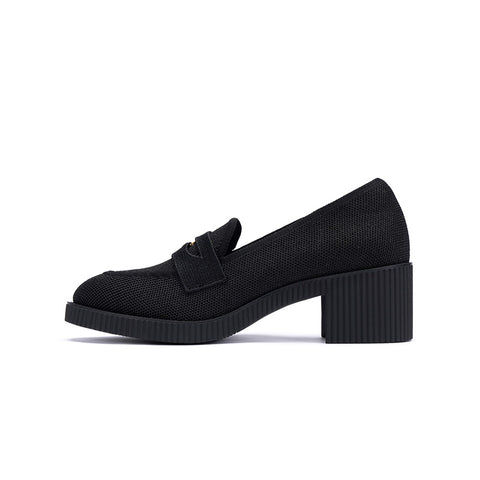 Thick Soled Block Heel Versatile Slip On Loafers