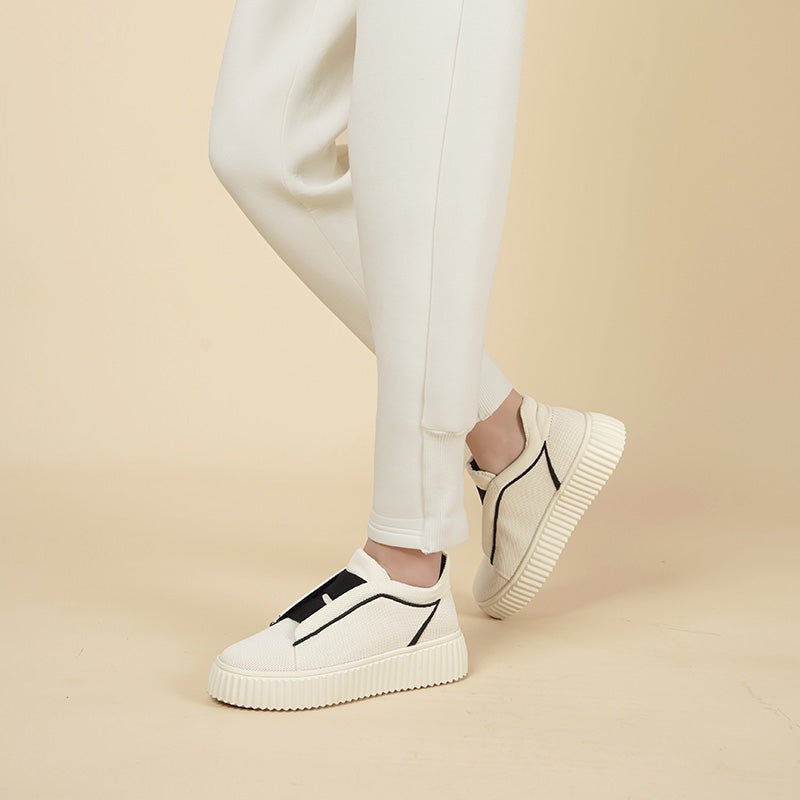 Thick Soled Height Boosting Tennis Sneakers - 0cm