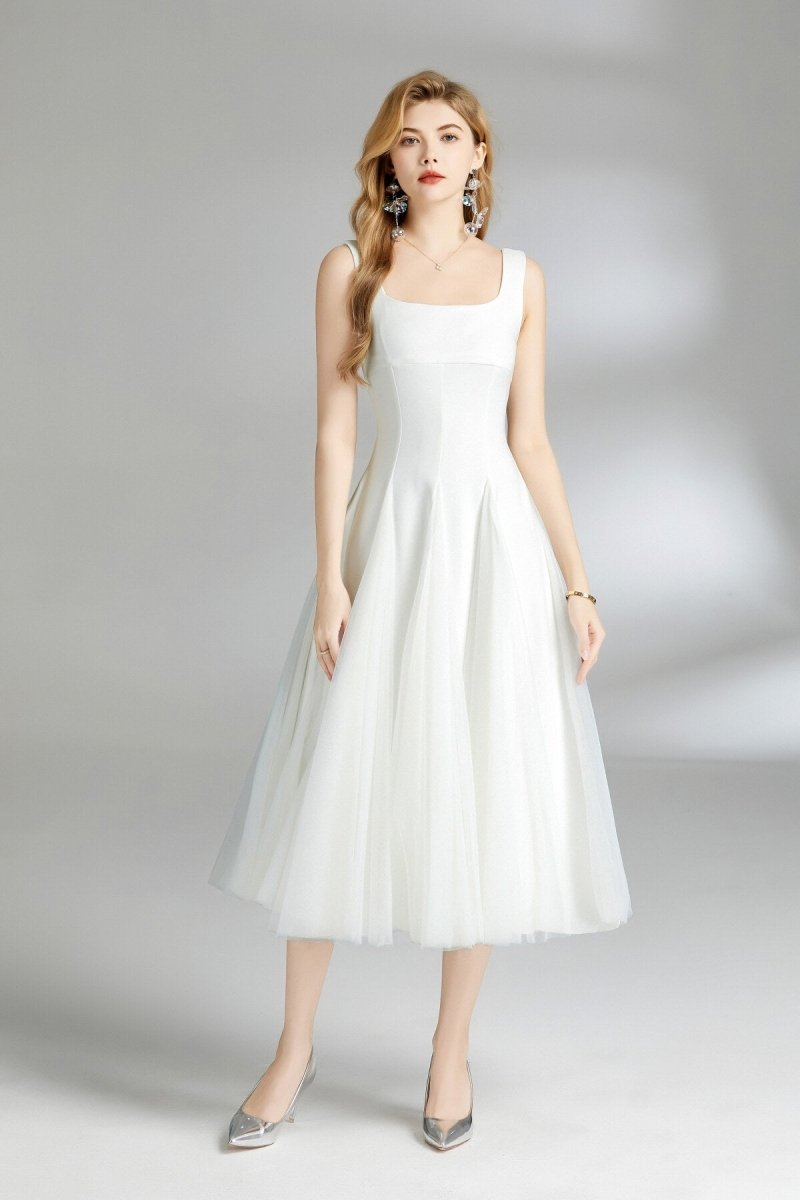 Thick Strap Tulle Puffy Fairy Midi Dress - 0cm