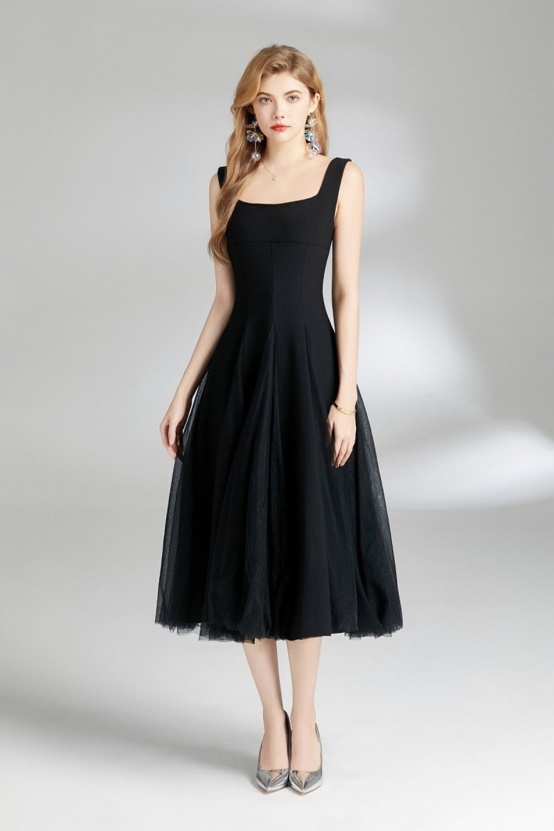 Thick Strap Tulle Puffy Fairy Midi Dress - 0cm