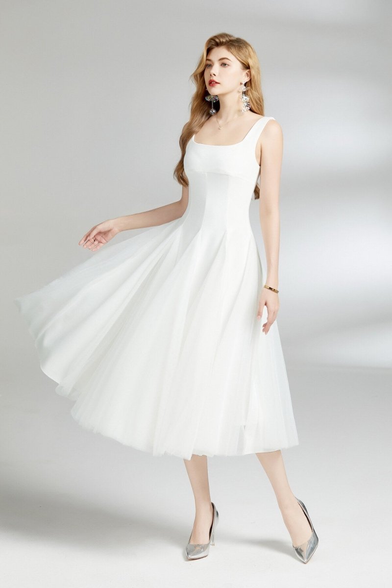 Thick Strap Tulle Puffy Fairy Midi Dress - 0cm