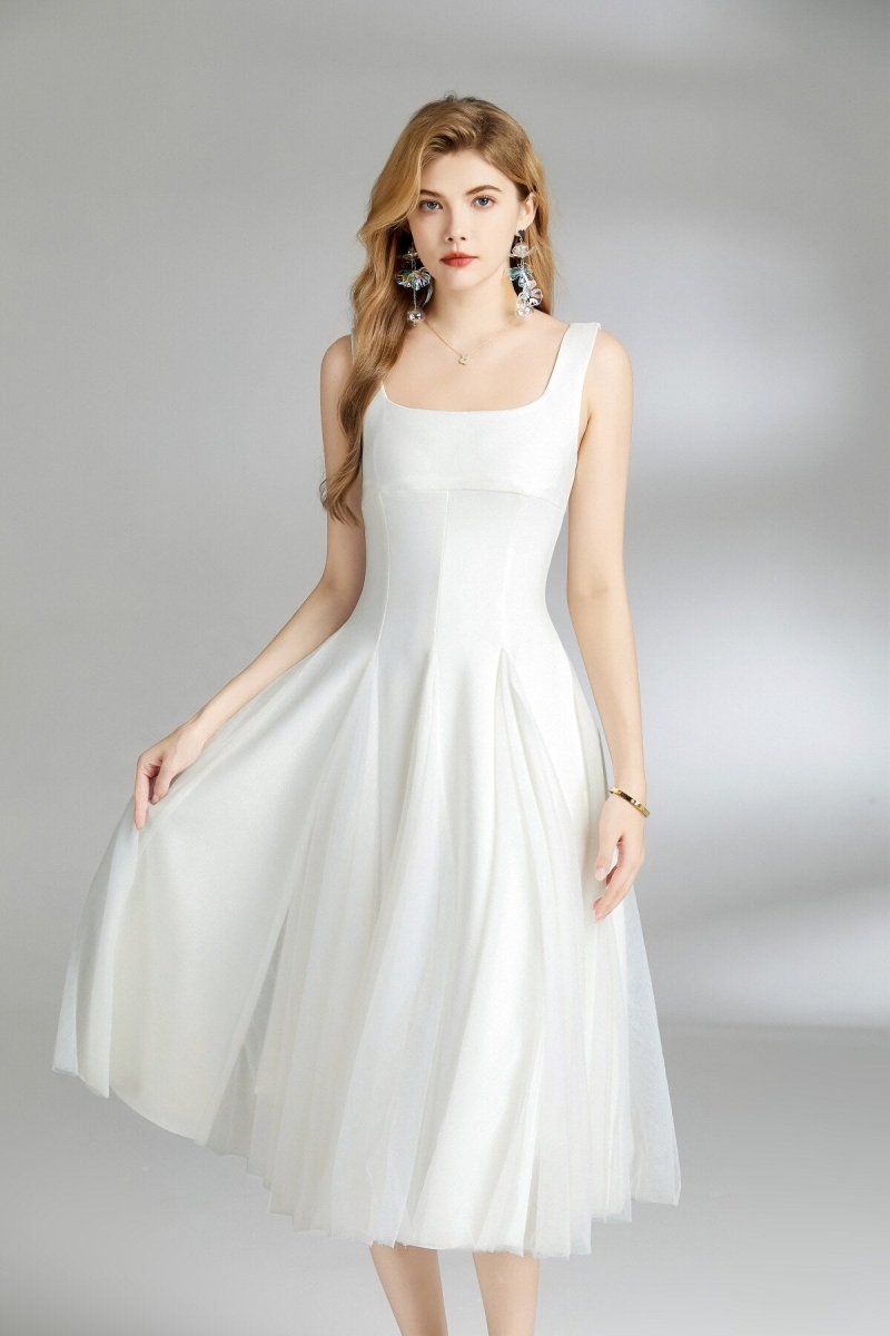 Thick Strap Tulle Puffy Fairy Midi Dress - 0cm