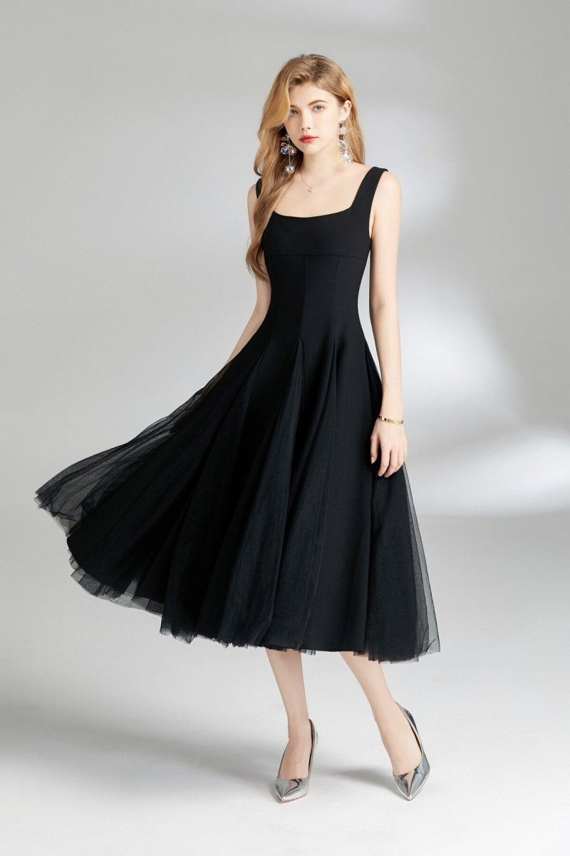 Thick Strap Tulle Puffy Fairy Midi Dress - 0cm
