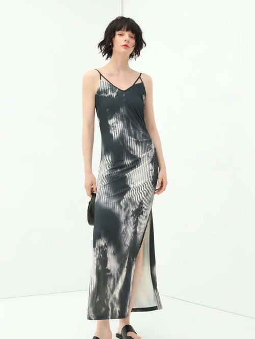 tie dye ink wash black camisole dress all black 1