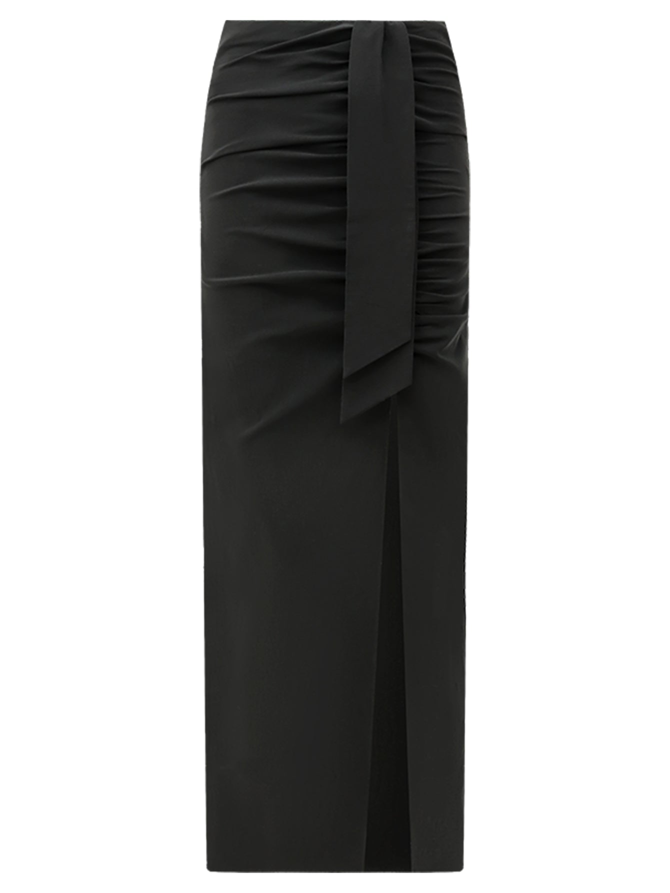 tie waist black wrap skirt with side slit all black 4