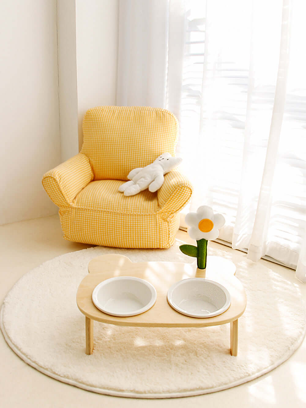 tilted daisy pet bowl with stand dual 1