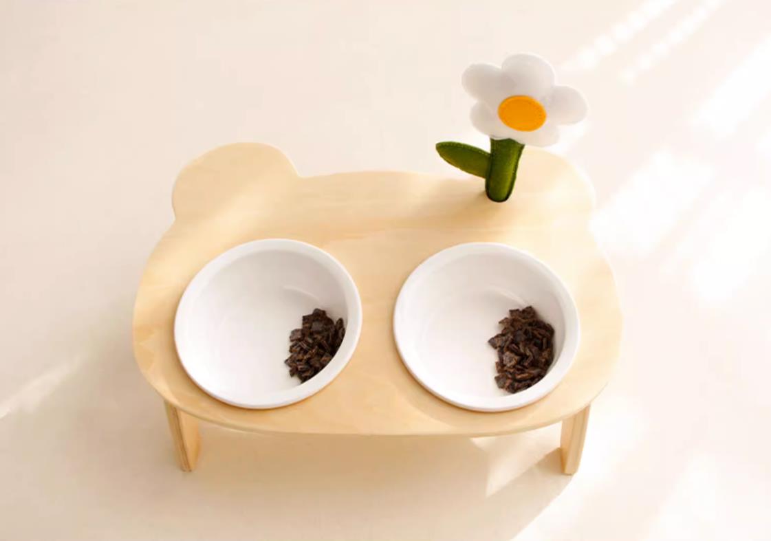 tilted daisy pet bowl with stand dual 2