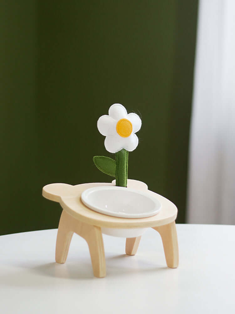 tilted daisy pet bowl with stand single 1