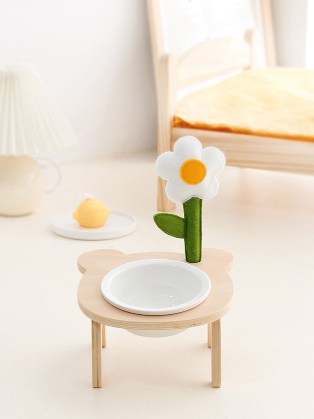 tilted daisy pet bowl with stand single 2