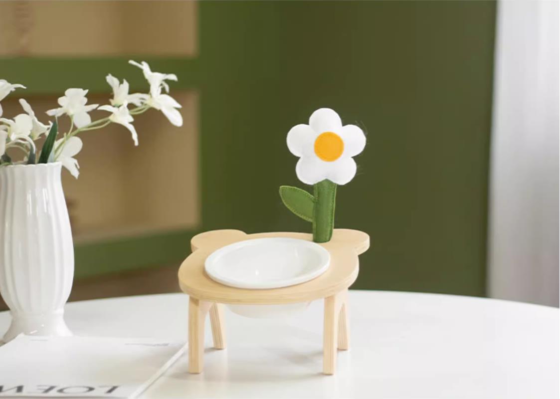 tilted daisy pet bowl with stand single 3