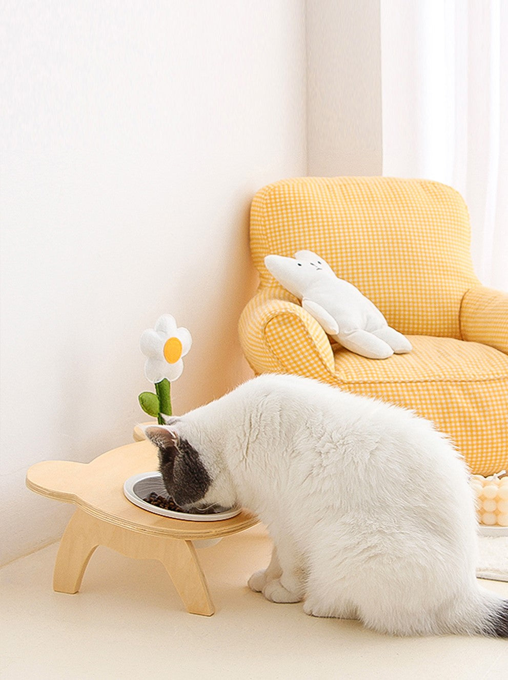 tilted daisy pet bowl with stand single 4