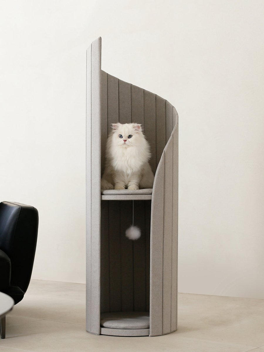 Time Tower Modern Cat Tree Condo – Space Saving Vertical Cat Tower