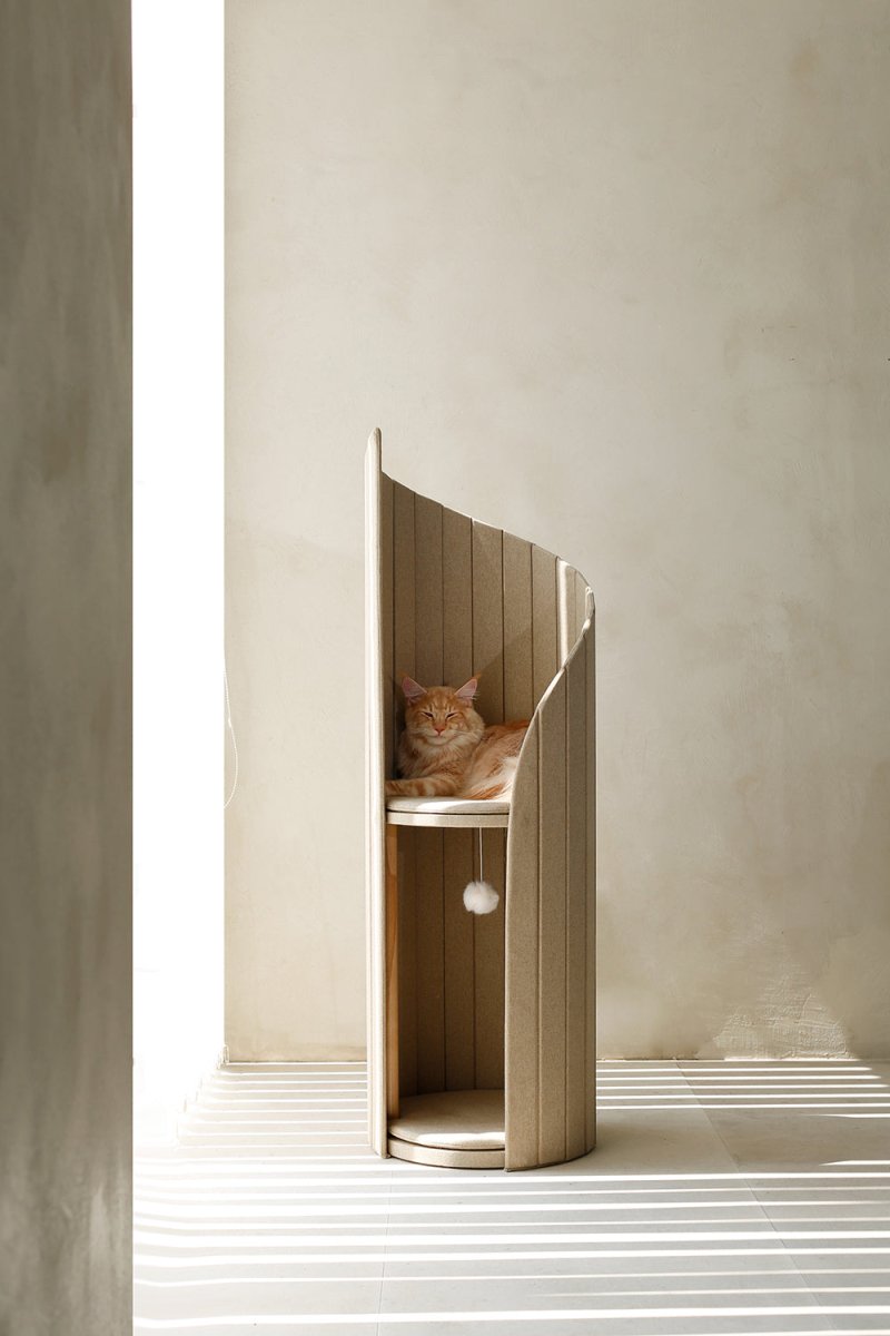 Time Tower Modern Cat Tree Condo – Space Saving Vertical Cat Tower