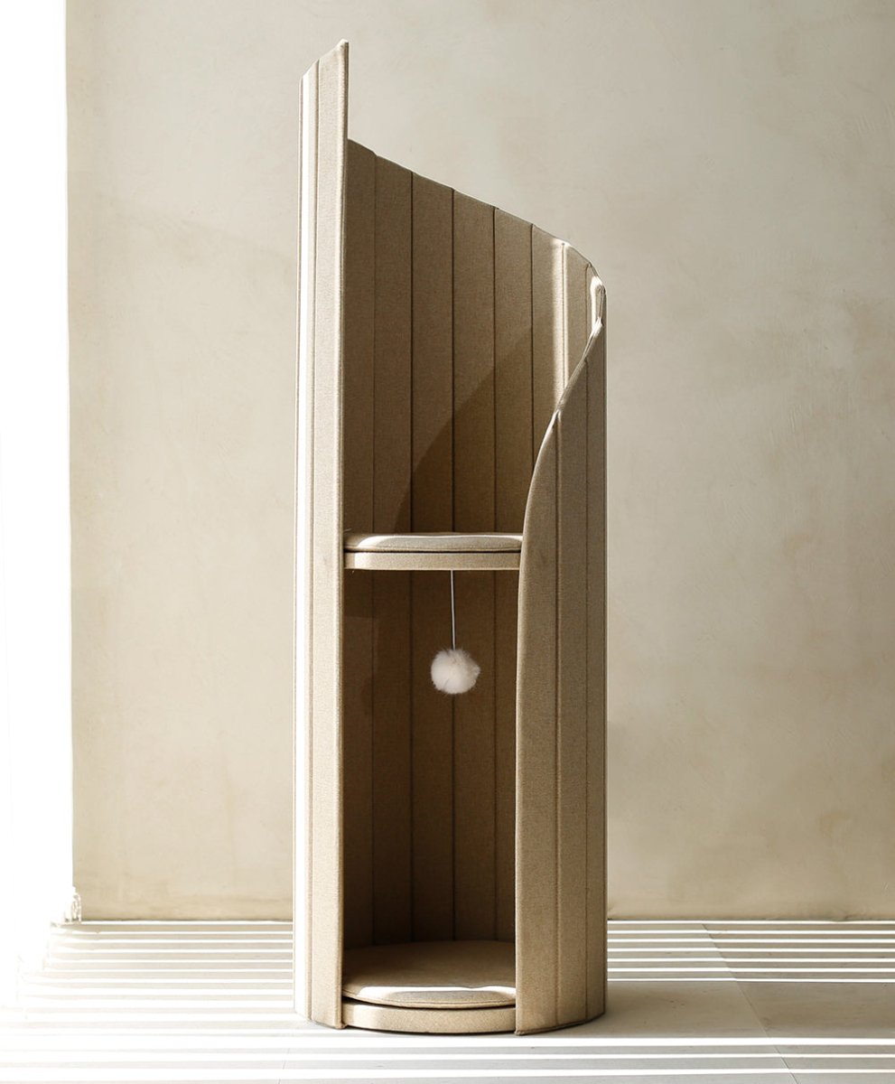 Time Tower Modern Cat Tree Condo – Space Saving Vertical Cat Tower