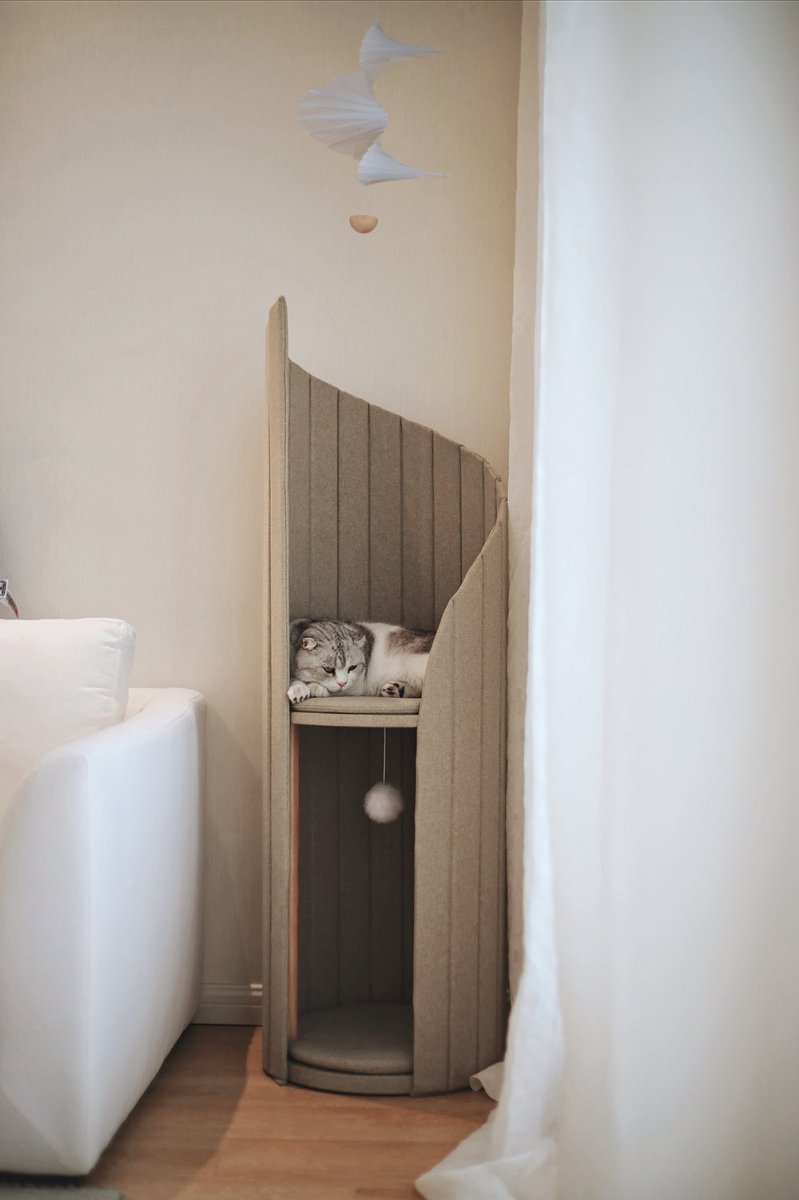 Time Tower Modern Cat Tree Condo – Space Saving Vertical Cat Tower