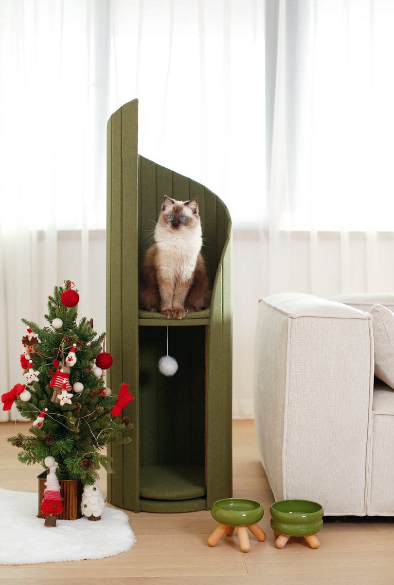 Time Tower Modern Cat Tree Condo – Space Saving Vertical Cat Tower