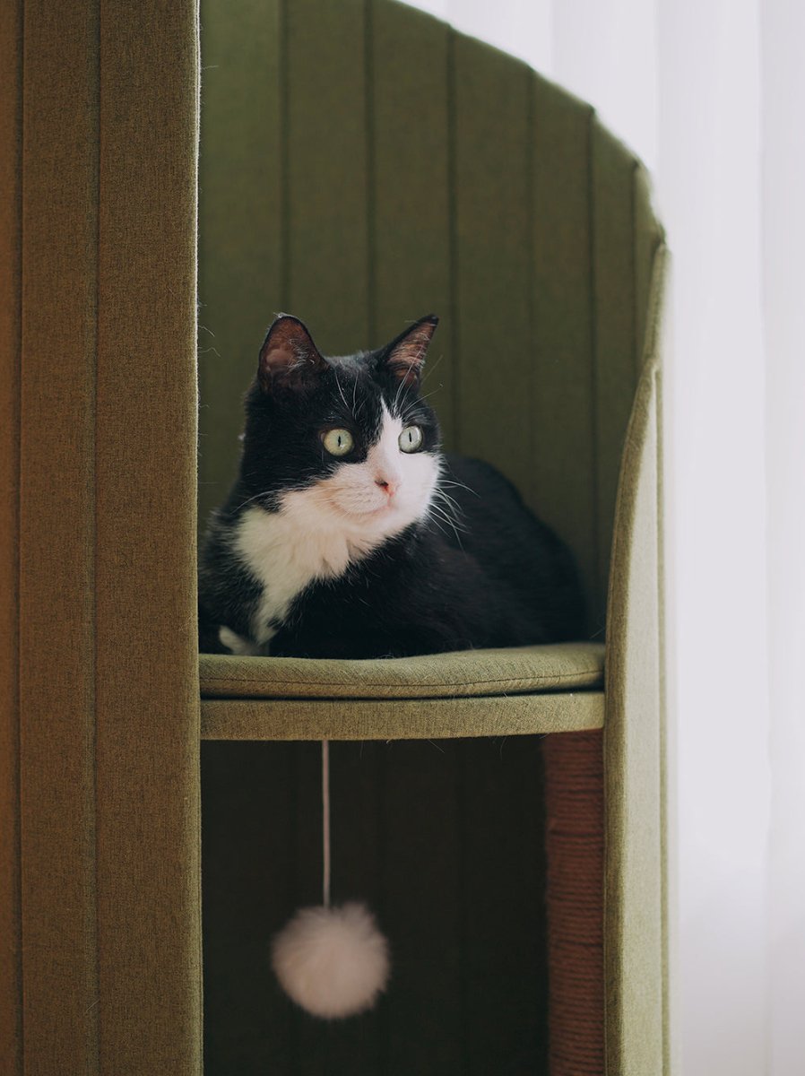 Time Tower Modern Cat Tree Condo – Space Saving Vertical Cat Tower