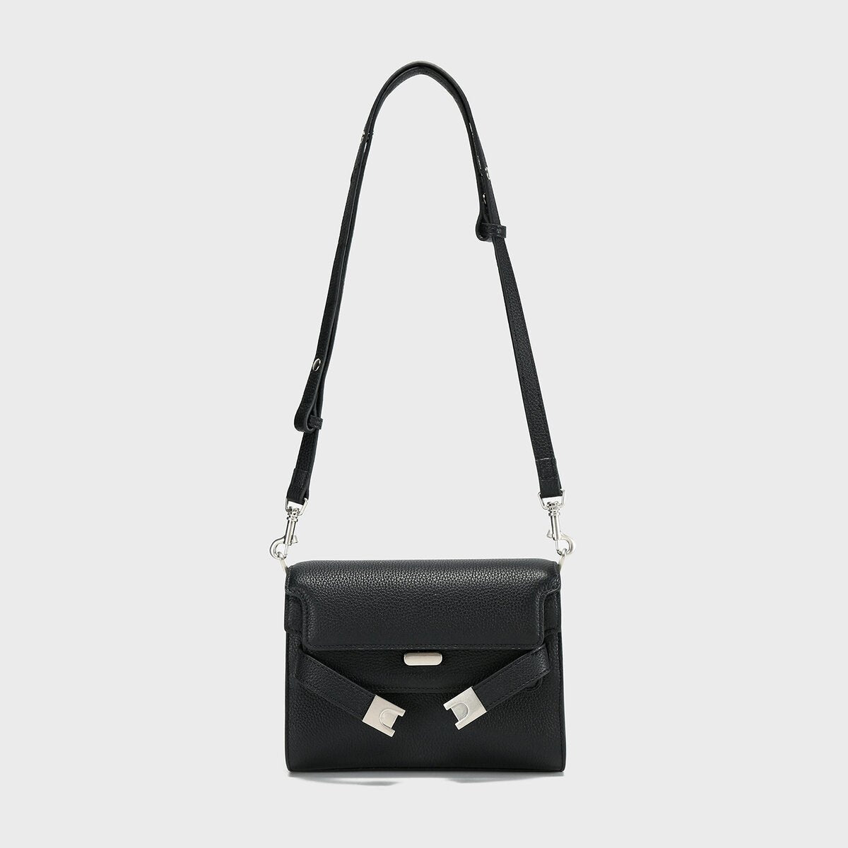 TOGO Leather Flap Crossbody Bag – Structured Envelope Purse with Metal-Tipped Straps