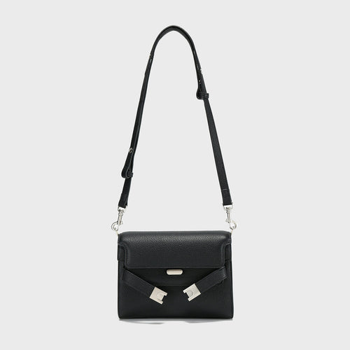 TOGO Leather Flap Crossbody Bag – Structured Envelope Purse with Metal-Tipped Straps