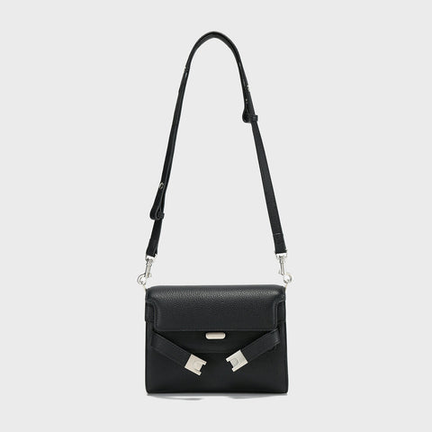 TOGO Leather Flap Crossbody Bag – Structured Envelope Purse with Metal-Tipped Straps
