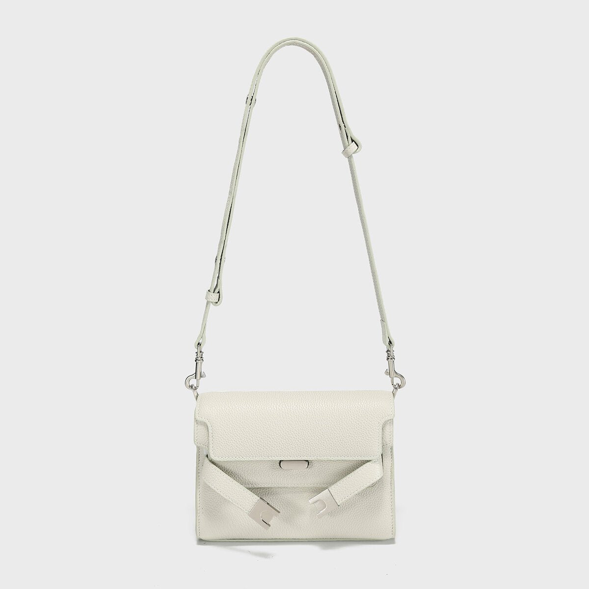 TOGO Leather Flap Crossbody Bag – Structured Envelope Purse with Metal-Tipped Straps
