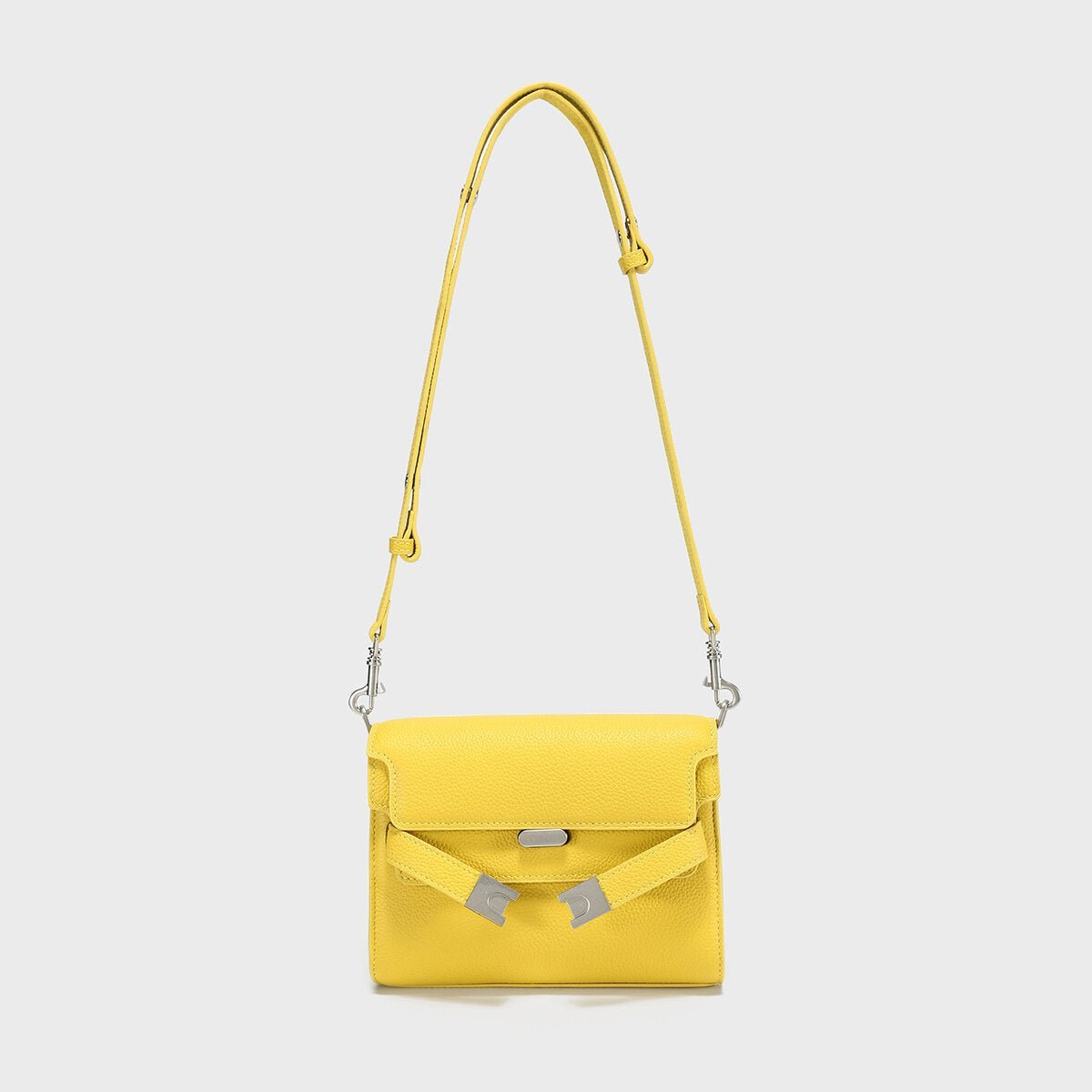 TOGO Leather Flap Crossbody Bag – Structured Envelope Purse with Metal-Tipped Straps