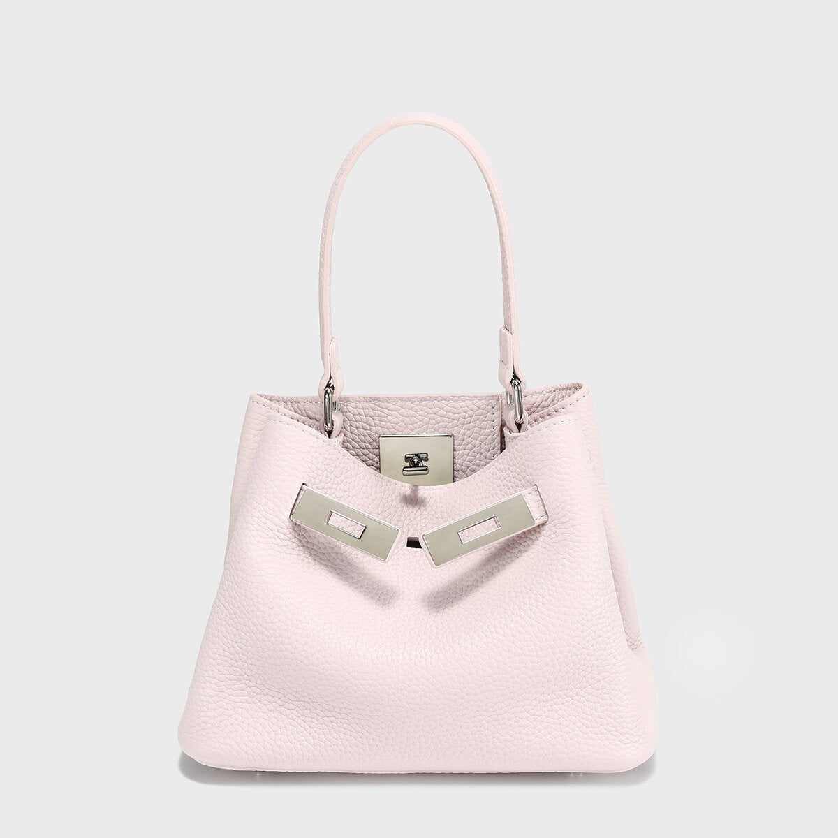 Togo Leather Mini Bucket Handbag – Pebbled Calfskin Crossbody with Turn-Lock Hardware